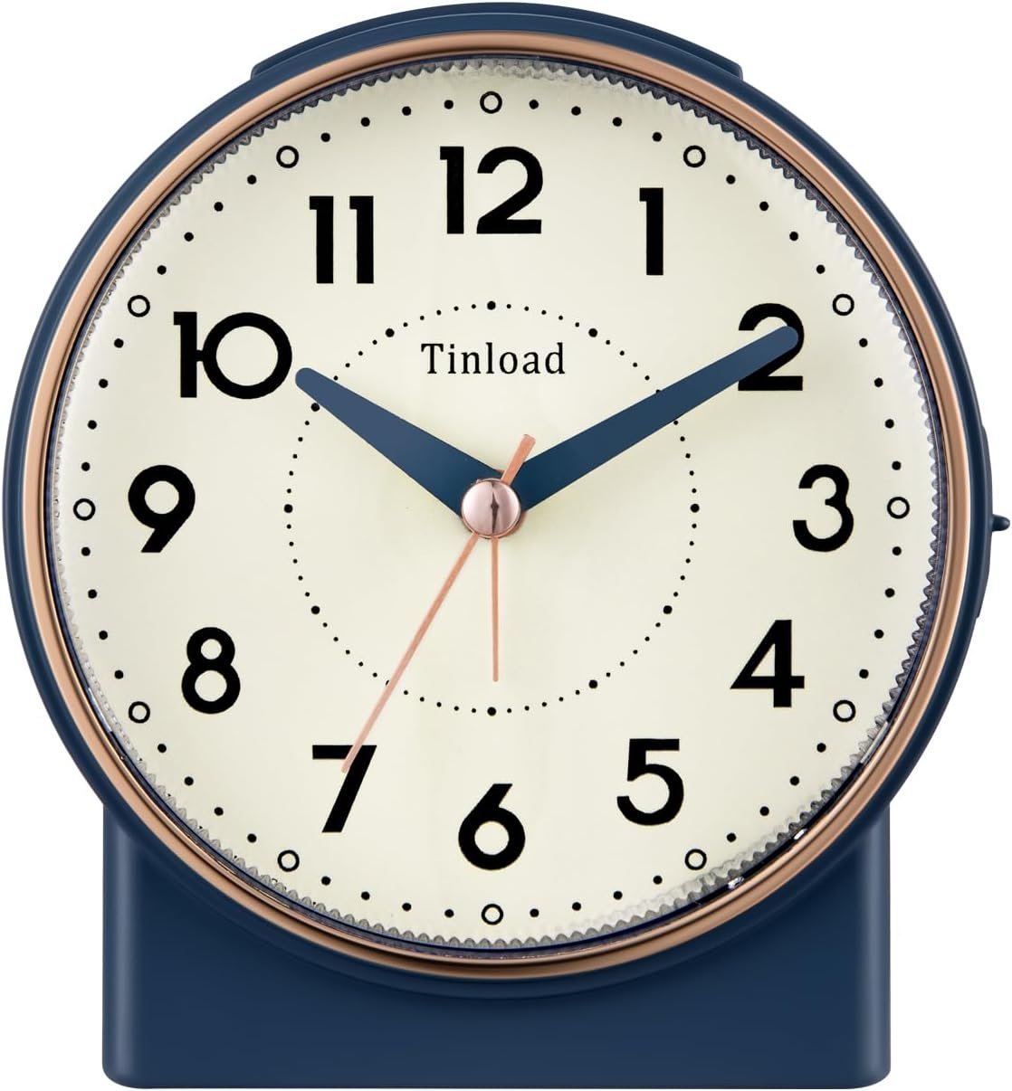 Tinload 4.3″ Retro Analog Alarm Clock, Vintage Decor, No Ticking Silent, Easy to Set, Gradual Rise Alarm, On/Off Switch on Side, Gentle Wake, Snooze, Lighted on Demand, Battery Operated, Retro Blue