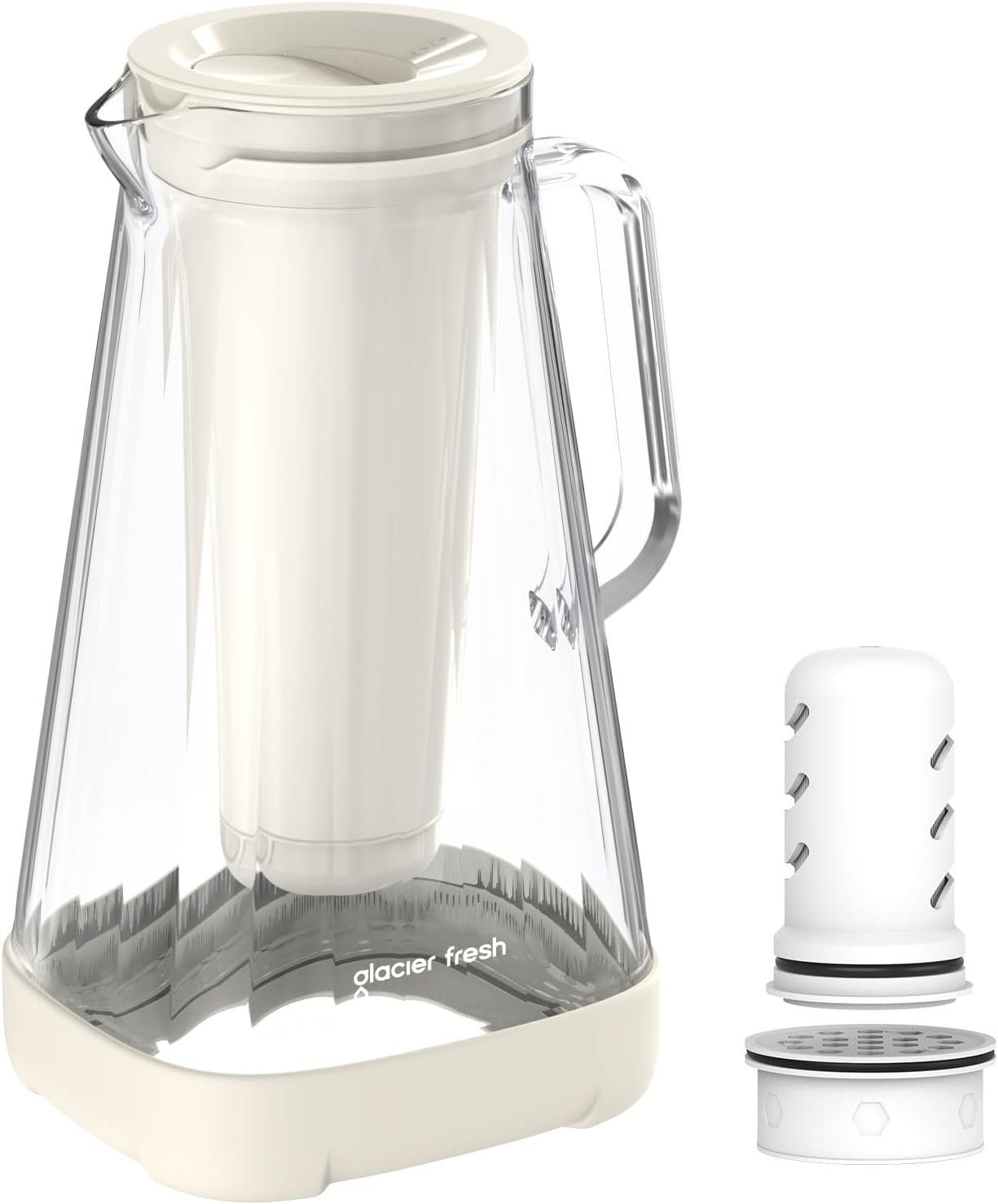 GLACIER FRESH 10 – Cup Purela Glass Water Pitcher With 2 Filters, White