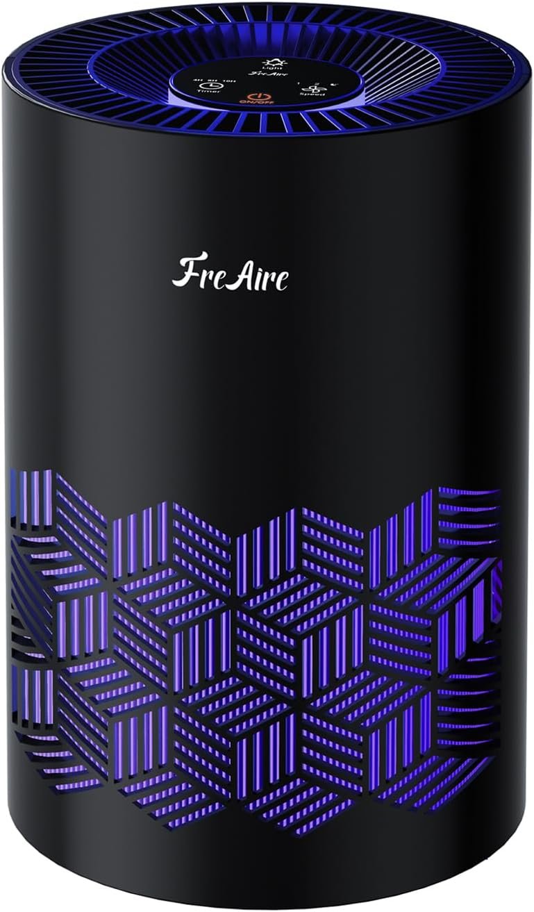 FreAire Air Purifiers for Bedroom Up to 1086 Ft², KN6391RGB, Black