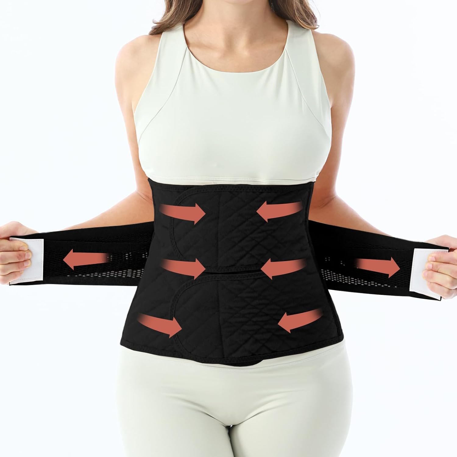 Allaugh Postpartum Belly Band for Women: Abdominal Binder Post Surgery C Section, Soft Fabric Abdominal Wrap for All Day, Comfort Non-Itchy, After Birth Recovery Back Support,Large,Black
