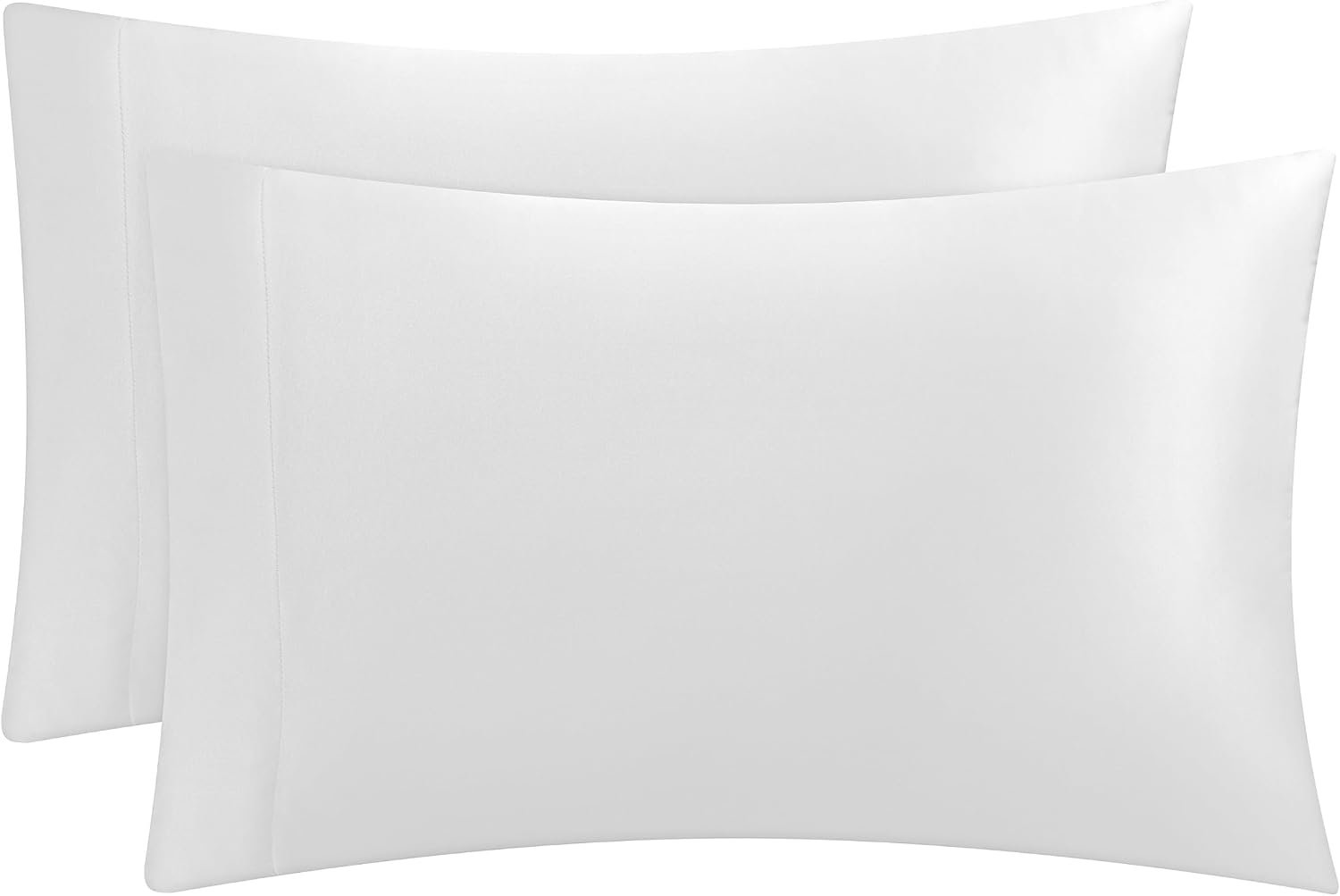 Juicy Couture Satin Pillowcase for Hair and Skin, Pure White Standard Size Pillowcase Set of 2 – Silky Cooling Pillow Covers with Envelope Closure