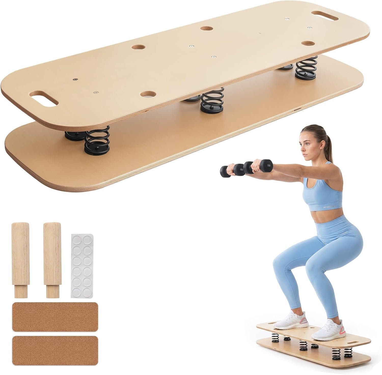 Wooden Balance Board & Wobble Board with Spring System,Adjustable Balance Board for Standing Desk,Stability Trainer for Physical Therapy,Core Strength,Posture Improvement & Home Office Use