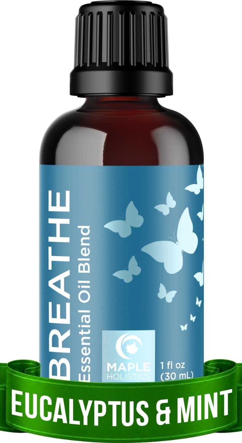 Breathe Essential Oil for Diffuser – Invigorating and Refreshing Breathe Essential Oil Blend with Eucalyptus Peppermint Tea Tree and Mint for Diffusers for Home and Shower Aromatherapy (1 Fl Oz)