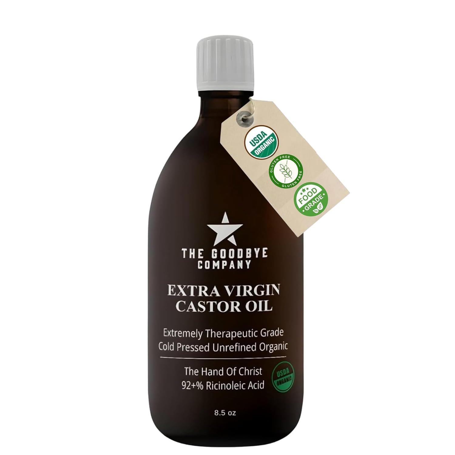 Goodbye Company USDA Organic Cold-Pressed Castor Oil, 8.5 oz Glass Bottle