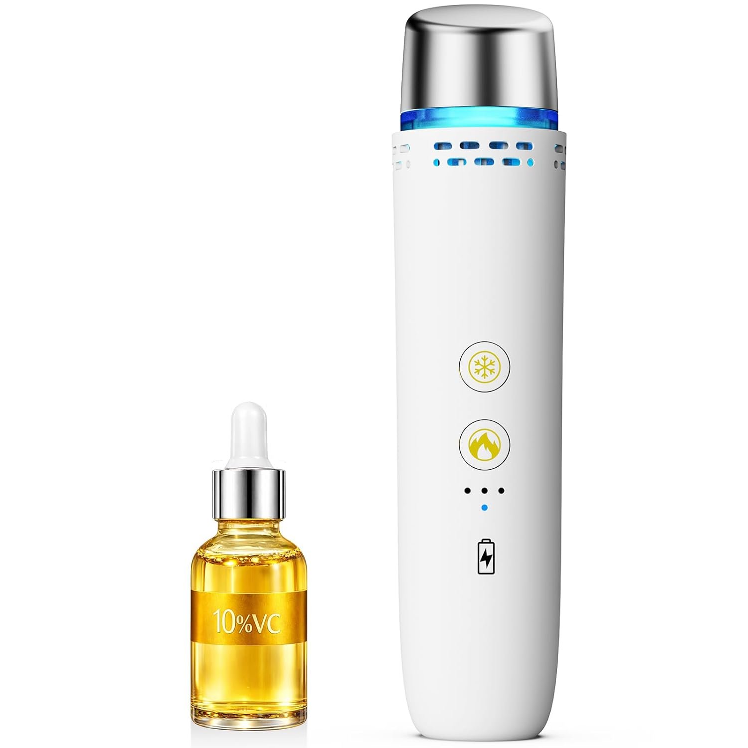 Depuffing Wand with Cold and Heat, Eye and Face Depuffer for Puffiness and Dark Circles, Heated Eye Wand and Ice Roller for Face, Portable Facial Massager for Skincare at Home and Travel