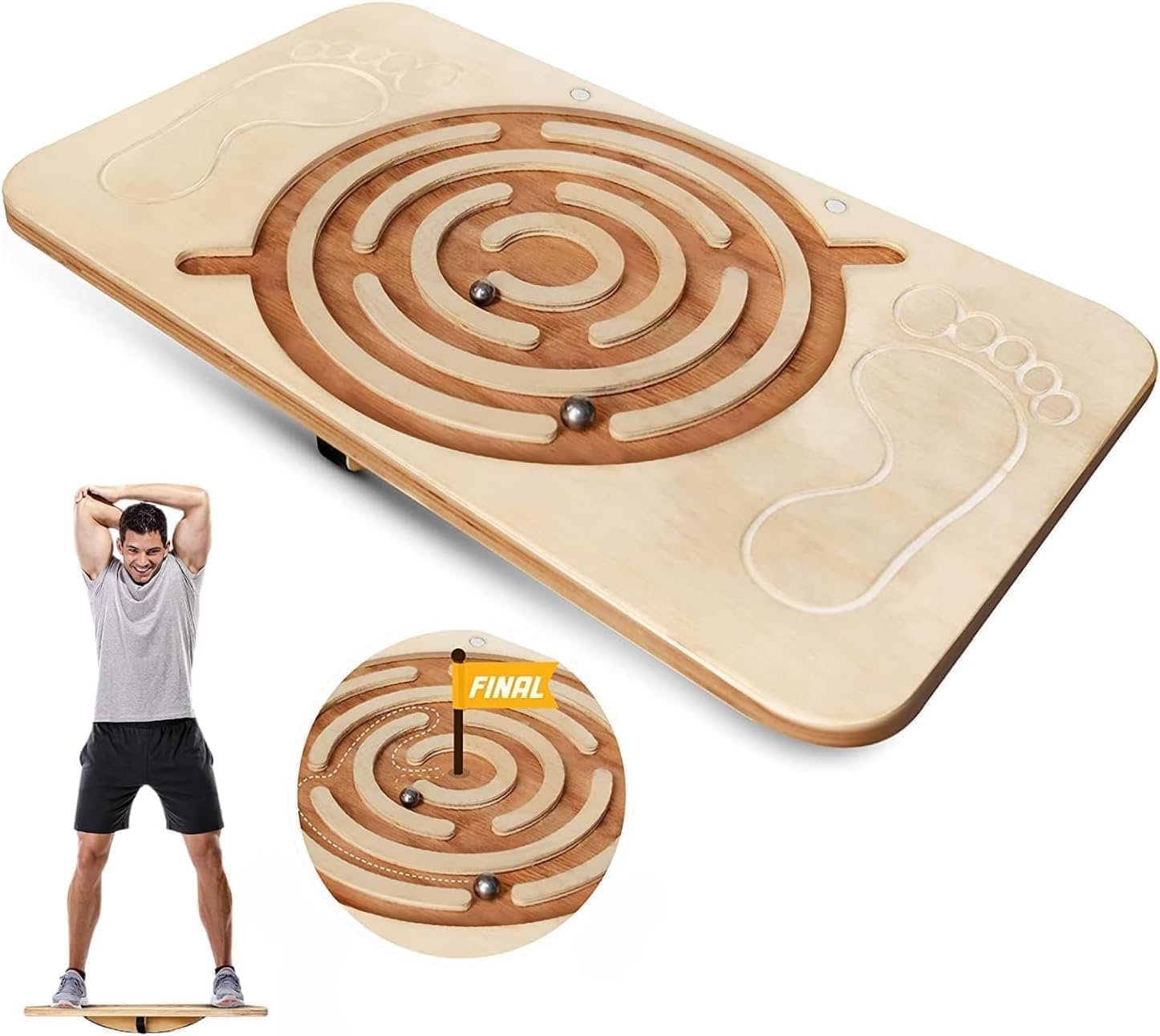 Yes4All Wooden Rocker Balance Board for Balance Training