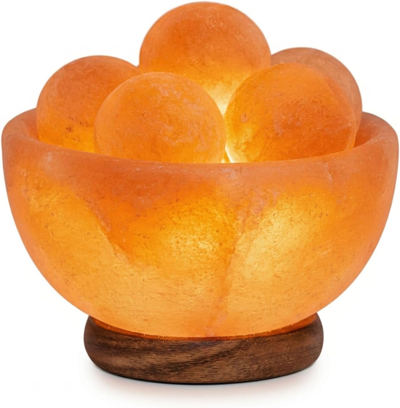 Himalayan Salt Fire Bowl Lamp with 6 Massage Balls, Dimmer