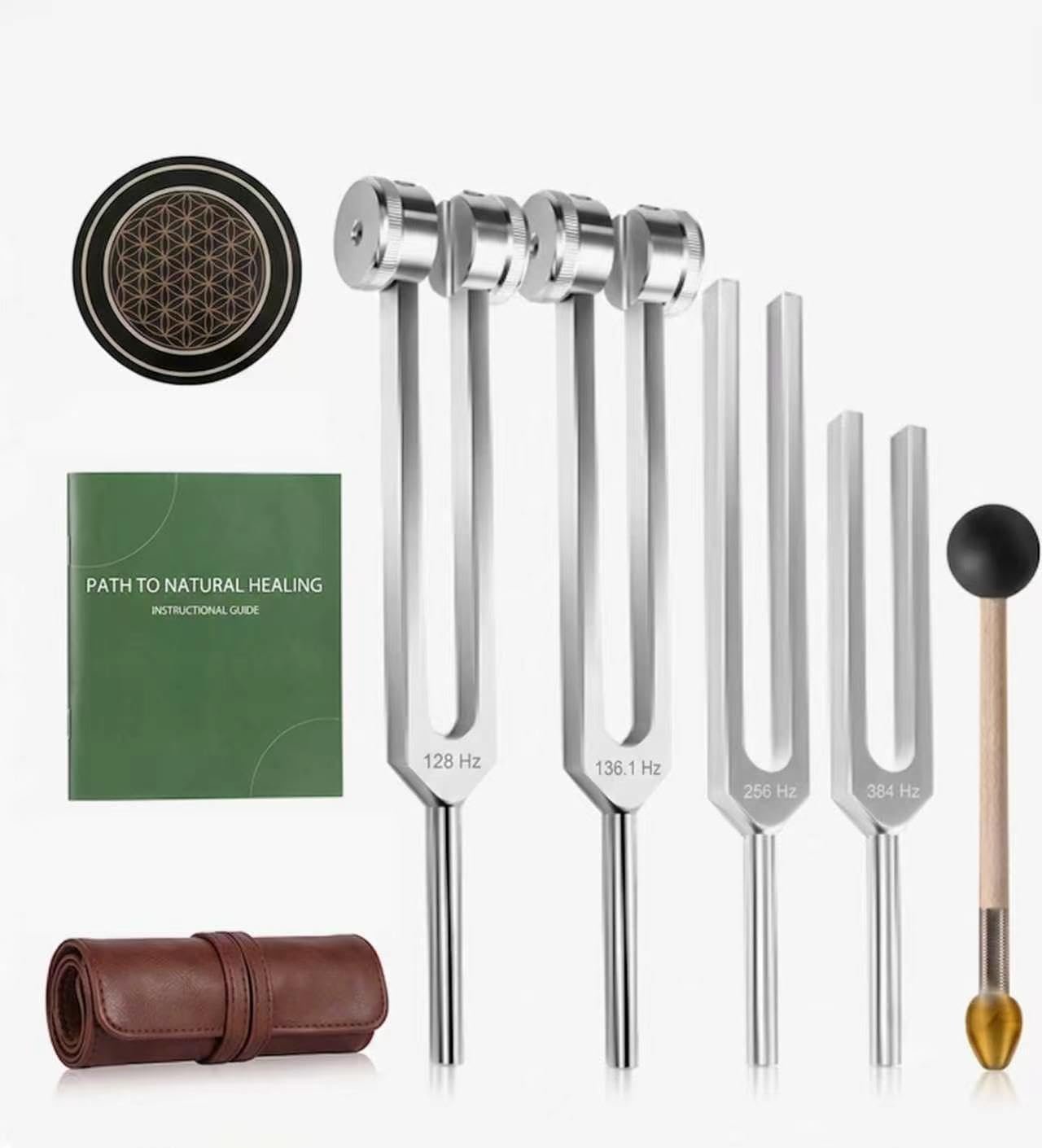 Tuning Forks for Healing Set, 128Hz 136.1Hz 432Hz 528Hz Weighted/Unweighted