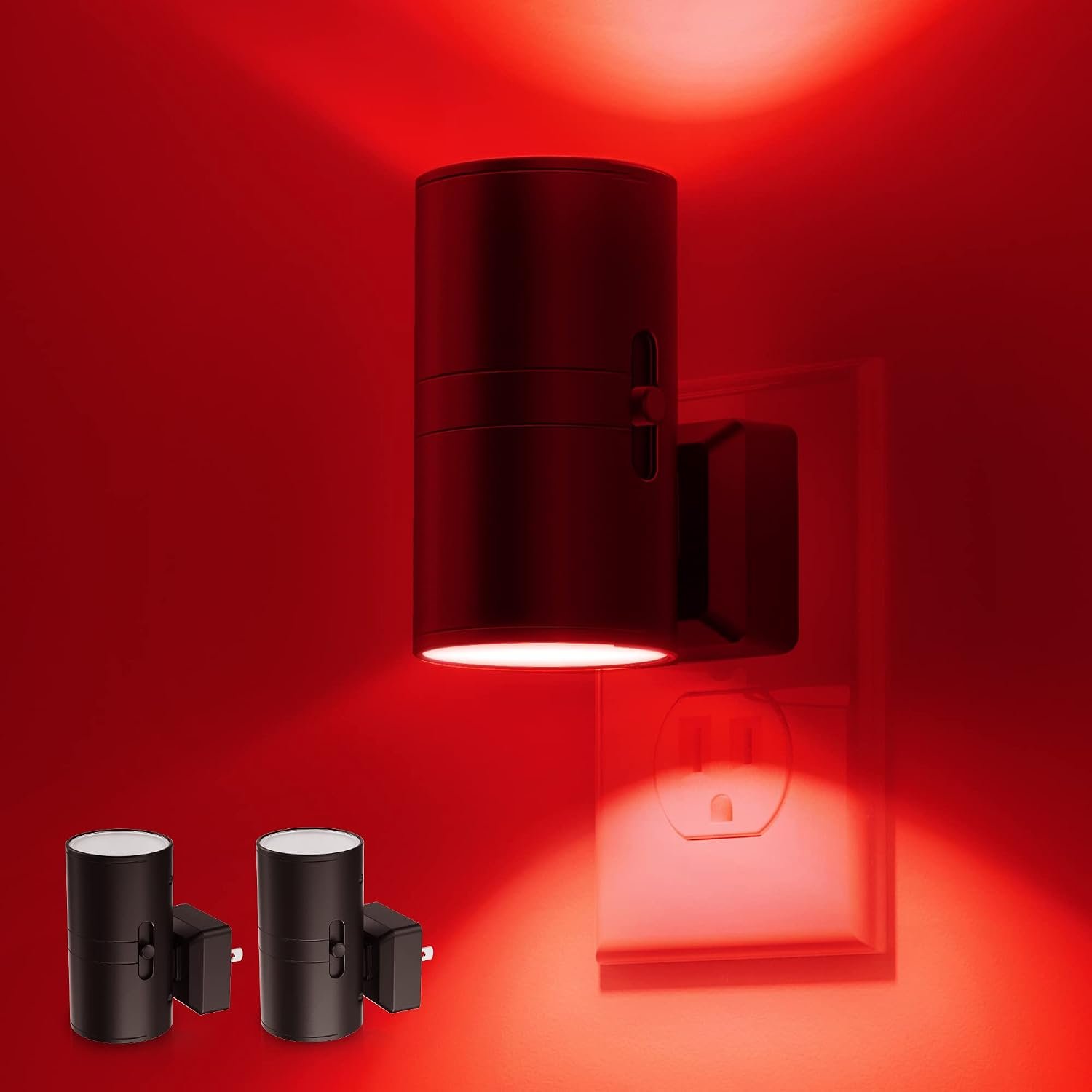 L LOHAS LED Red Night Light, Circadian Night Lights Plug into Wall, 2 Pack