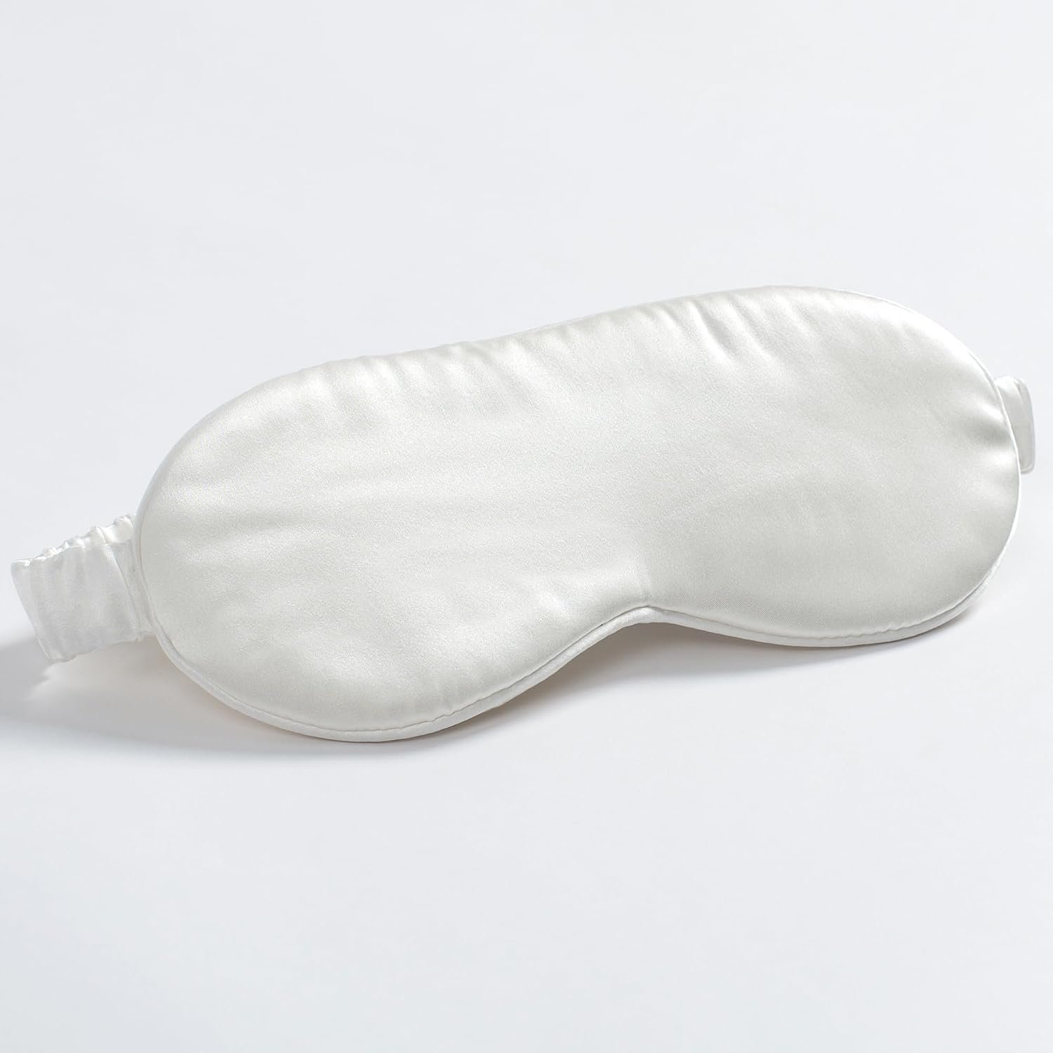 100% 22 Momme 6A Grade Double-Sided Pure Mulberry Silk Eye Mask Soft Breathable Sleep Blindfold with Elastic Headband for Men and Women Pack of 1 (White)