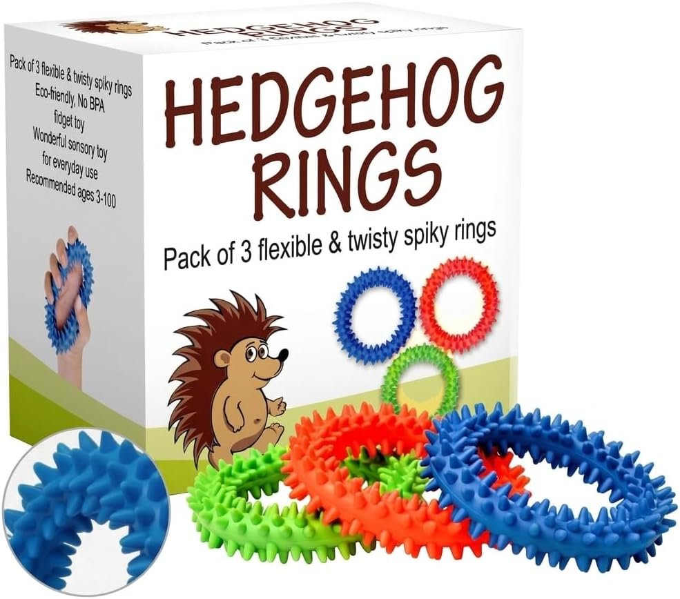 PICK A TOY Hedgehog Rings Spiky Sensory Bracelet for Kids & Adults, 3 Pack