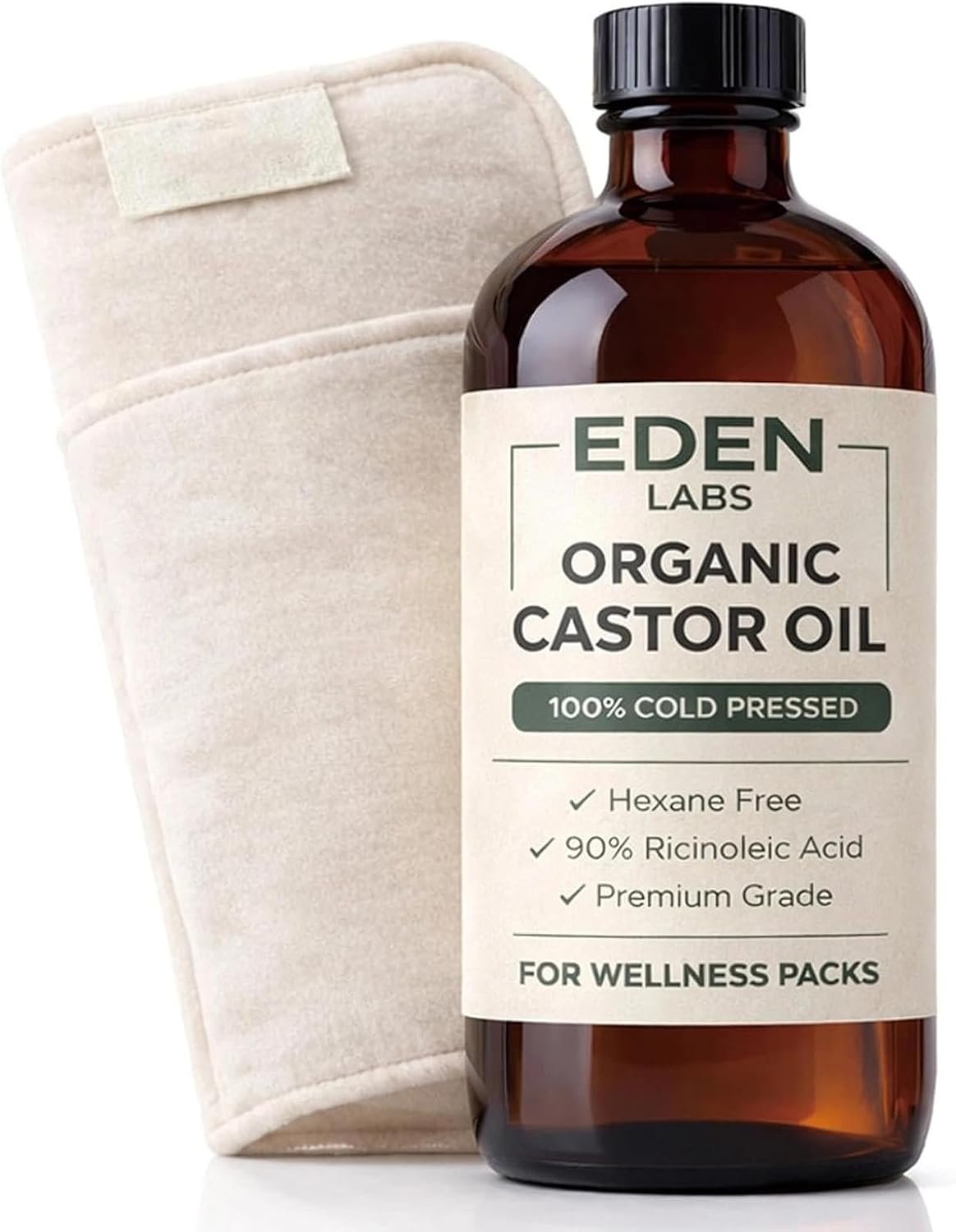 Eden Labs Castor Oil Pack Wrap, Reusable Abdomen Wrap Set (1)