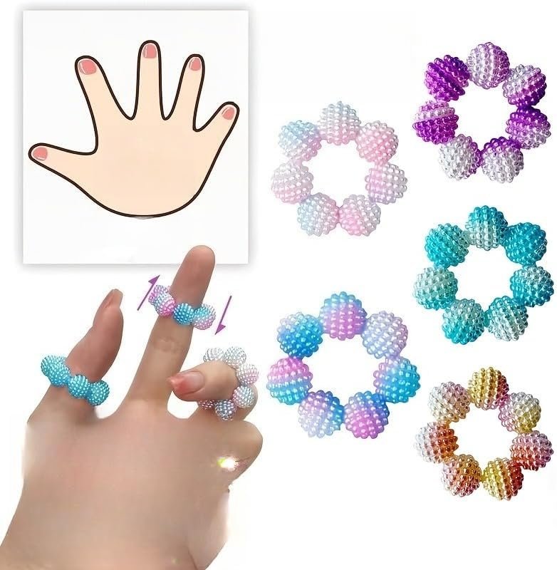 3pcs Sensory Spike Ball Rings – Designed to and Stress, Adjustable Rings with Multi-Color Gradient. Suitable for Adults, Finger Massager. Different Textured Spike Beads for Stress
