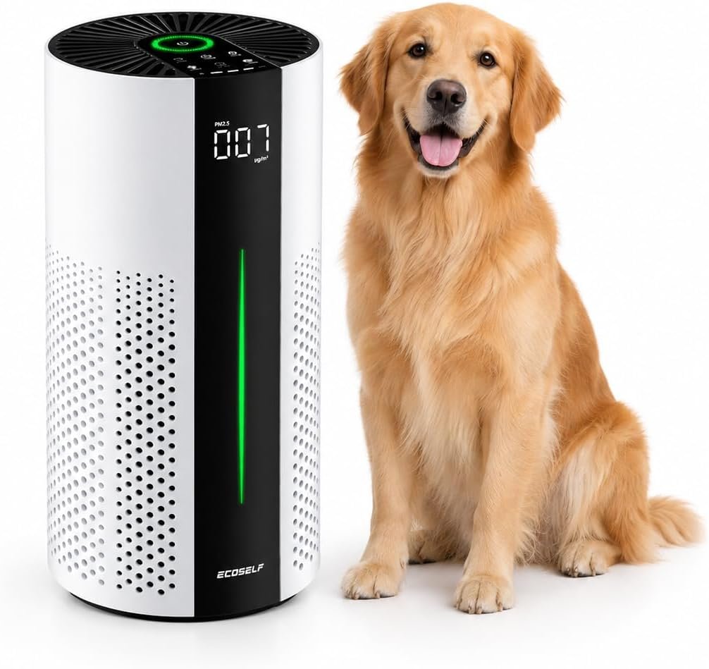 ECOSELF Air Purifiers for Home, Air Purifiers for Bedroom 360° Air Intake, HEPA Air Purifier, Air Cleaner for Smoke