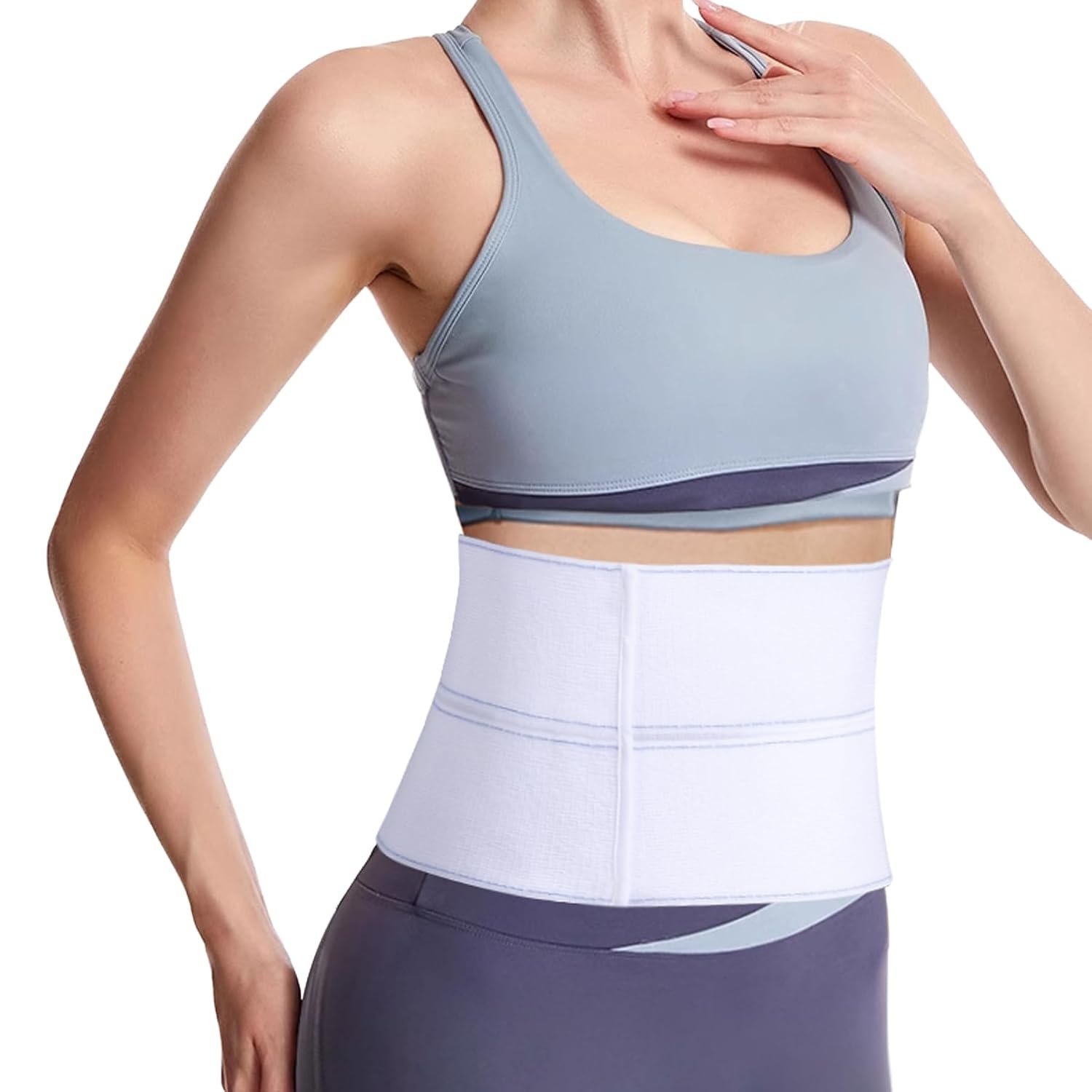 Cozyhealth Elastic Universal Post Surgery Abdominal Binder Lower Waist Support Belt, Wide Belly Girdle Postpartum Stomach Surgical Compression Belly Band for Men and Women (2 Panel – 6″, Large)