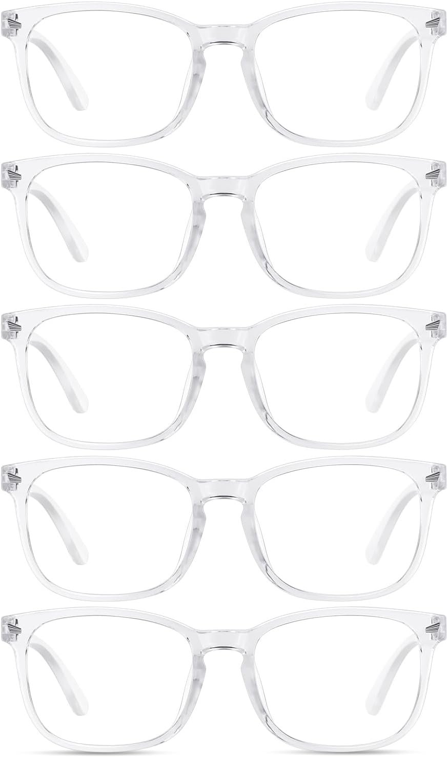 Blue Light Glasses for Woman Men, 99% Blocking Square Frame 5 Pairs