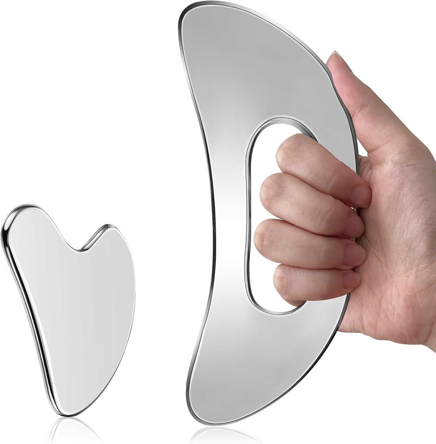 Gua Sha Facial Tool Set, Stainless Steel Guasha Tool for Lymphatic Drainage