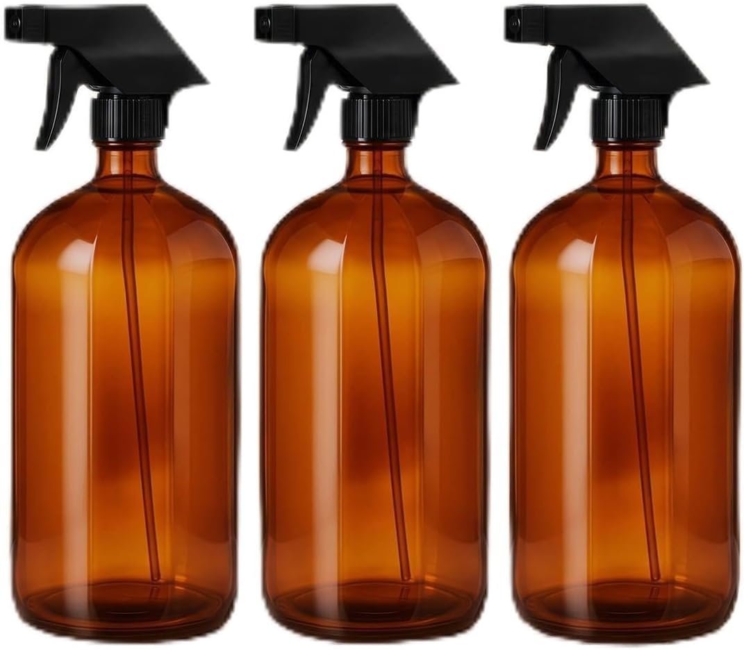 3 Pcs 34 oz Amber Glass Spray Bottles with Accessories