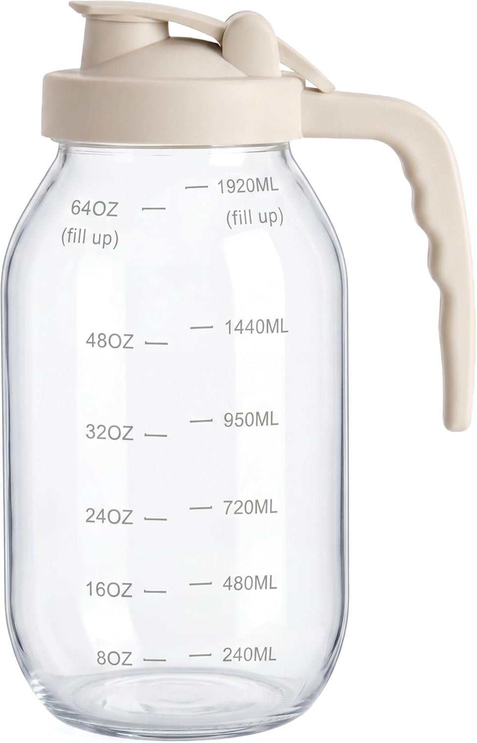 YORY 2-Quart Glass Pitcher with Filter Lid for Juice & Tea, 64oz