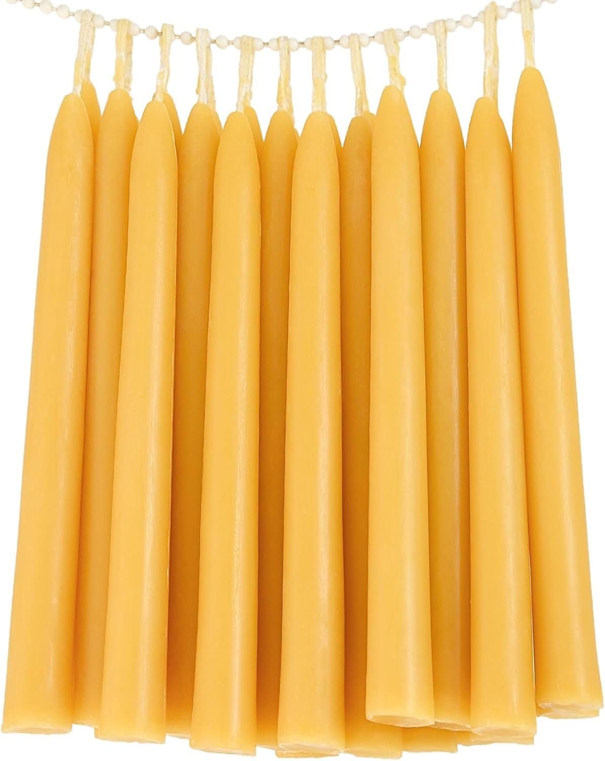 24 Pack Beeswax Taper Candles in Bulk 8 inch Tall – All Natural -Yellow