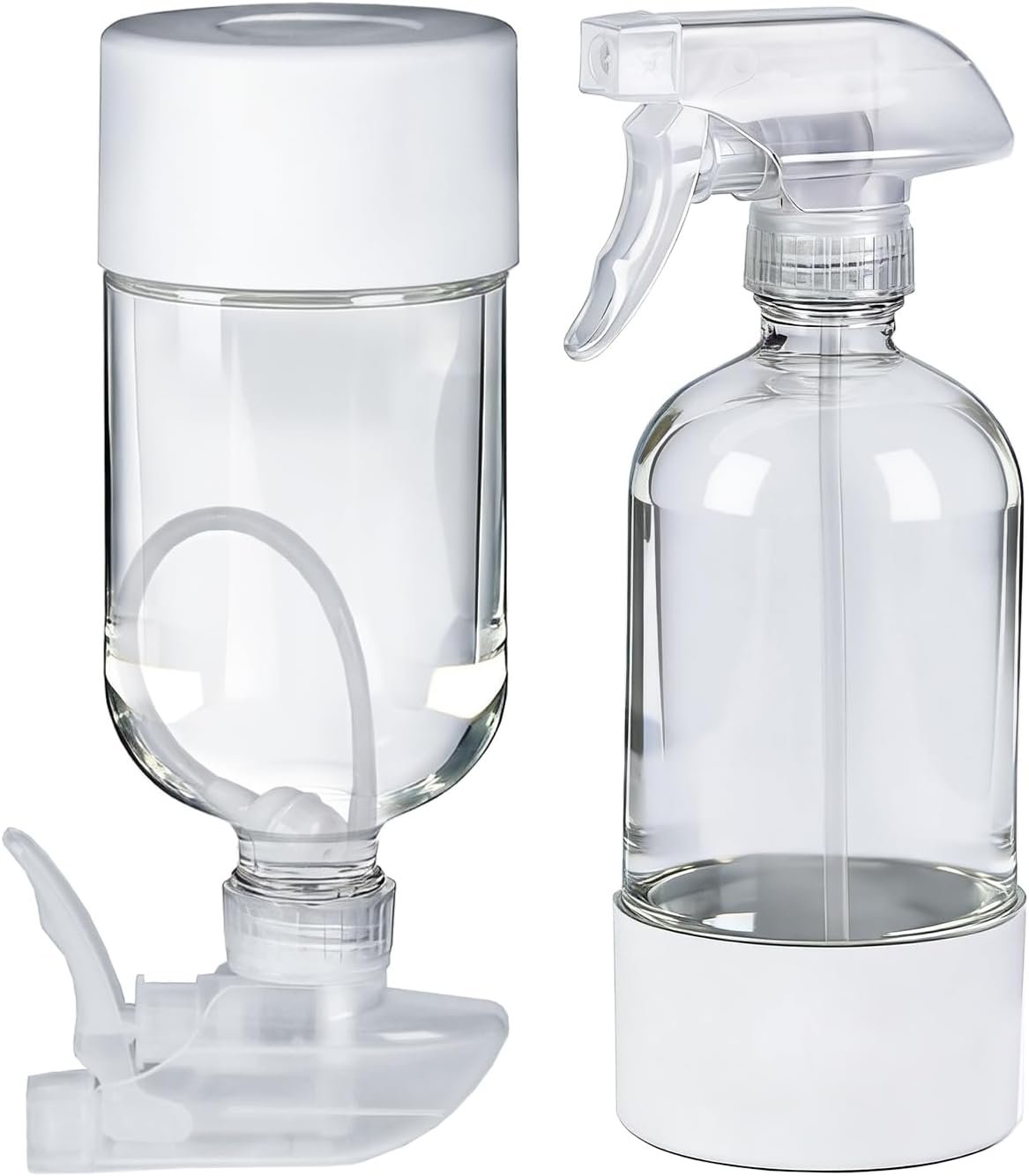 2 Pack 360° Glass Spray Bottles with Silicone Sleeve White