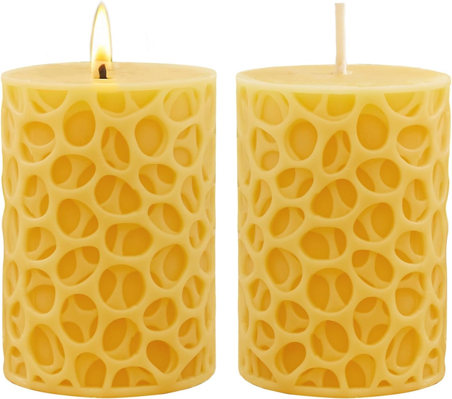 Ashlux Beeswax Pillar Candles 3×4 inch 100% Pure Beeswax Candles