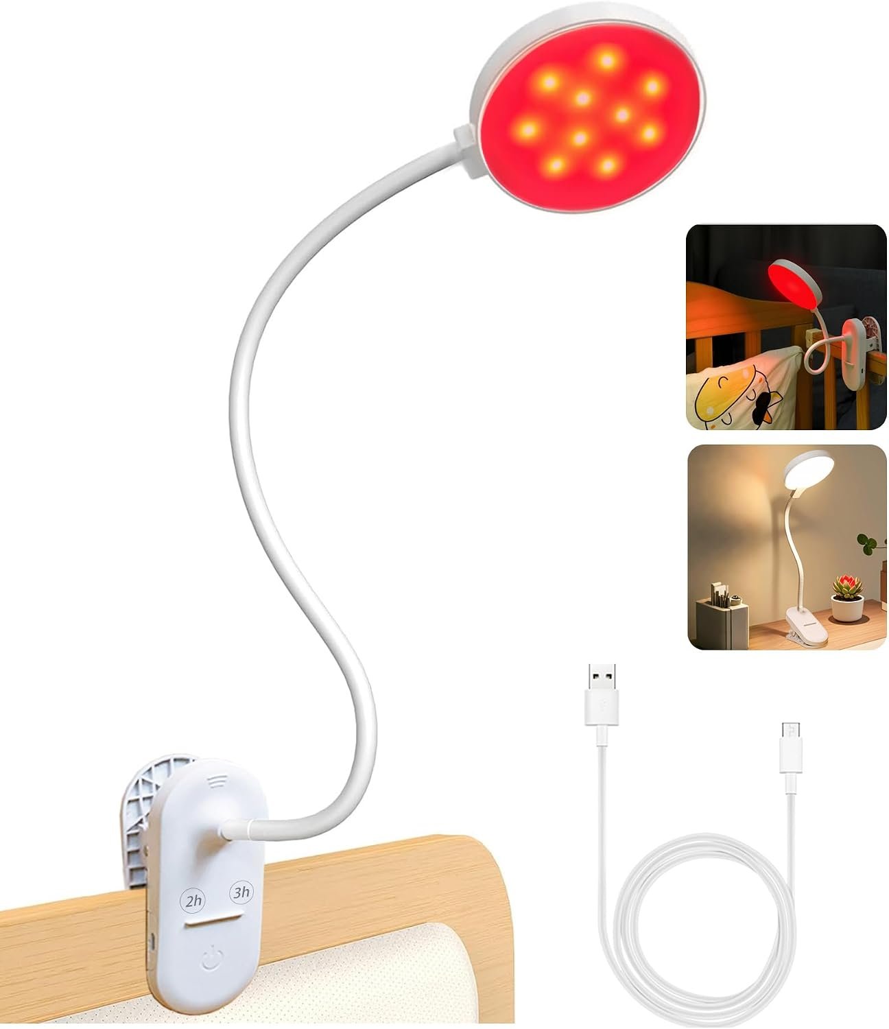 SZOKLED Red Light Reading Lights for Books in Bed, Clip on Lamp