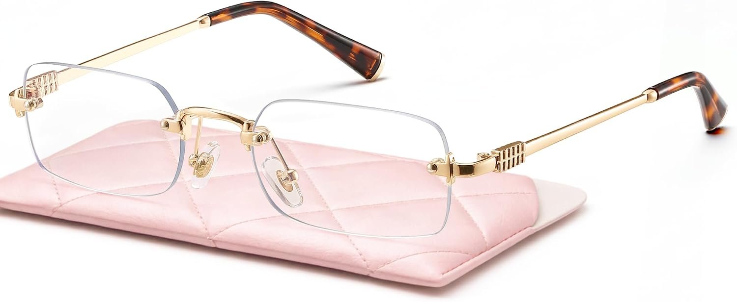 livho Blue Light Blocking Glasses for Women and Men, Lightweight Metal Frame Computer Glasses, Anti Eye Strain, UV Protection