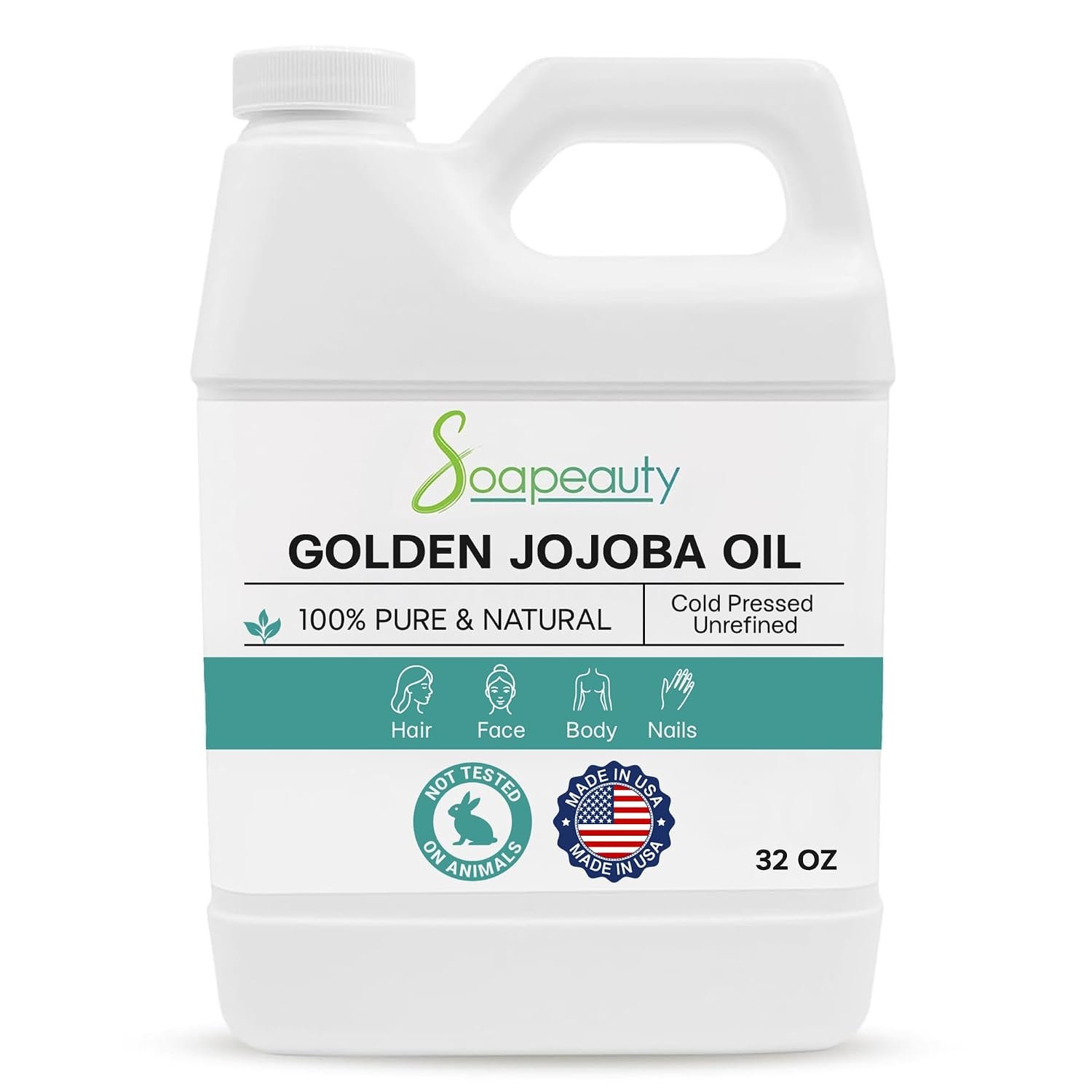 Golden Jojoba Oil 100% Pure Natural Unrefined Cold Pressed 32 Fl Oz