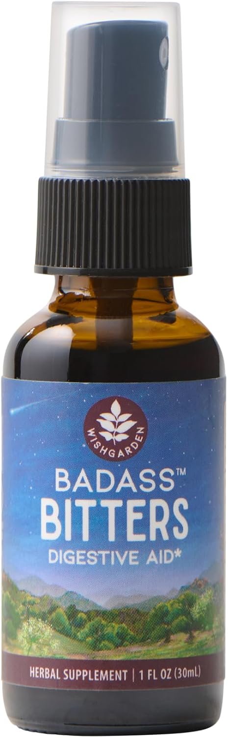 WishGarden Herbs Badass Bitters Spray, Pre-Meal Bloating & Digestion, 1oz