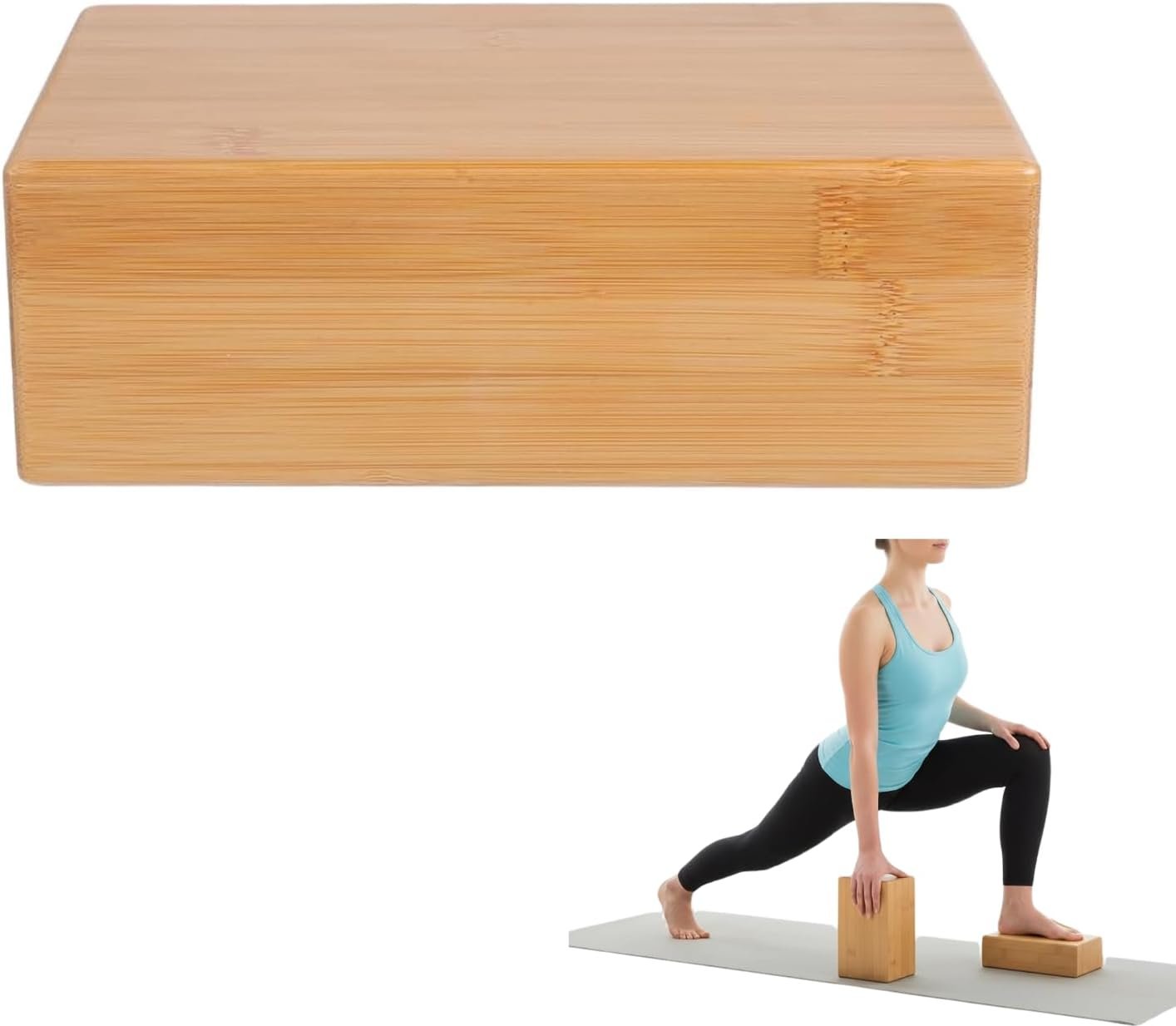 SUPVOX Natural Bamboo Block – Lightweight Yoga Brick for Stability, Stretching & Alignment – Smooth, Non-Slip Surface, Easy to Clean