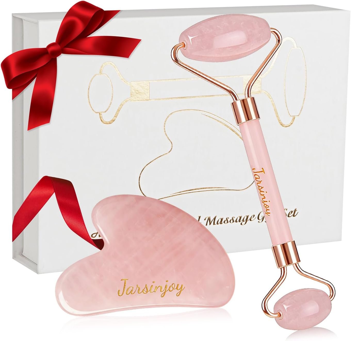 Squeak-Free Face Roller & Gua Sha Set Rose Quartz