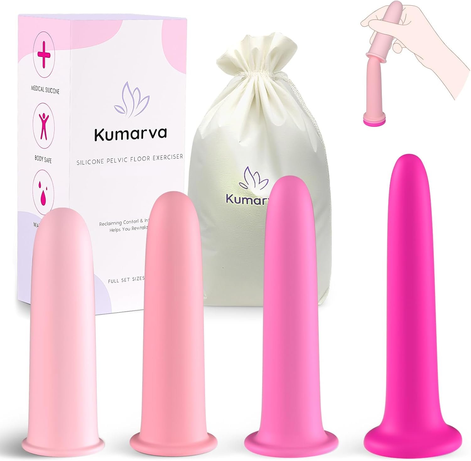 Silicone Vaginal Dilators for Pelvic Floor Exercise, 4 Sizes Nesting Sleeve