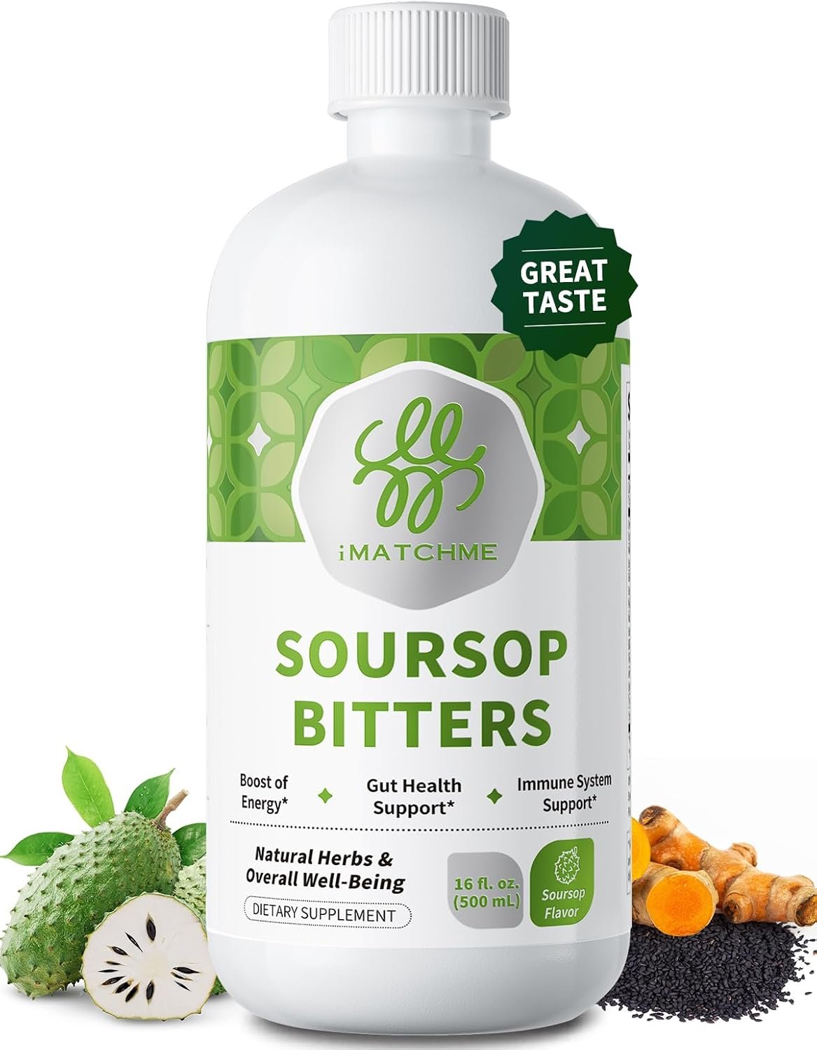 Soursop Bitters Liquid+Black Seed for Cell Support & Regeneration 16 Fl Oz