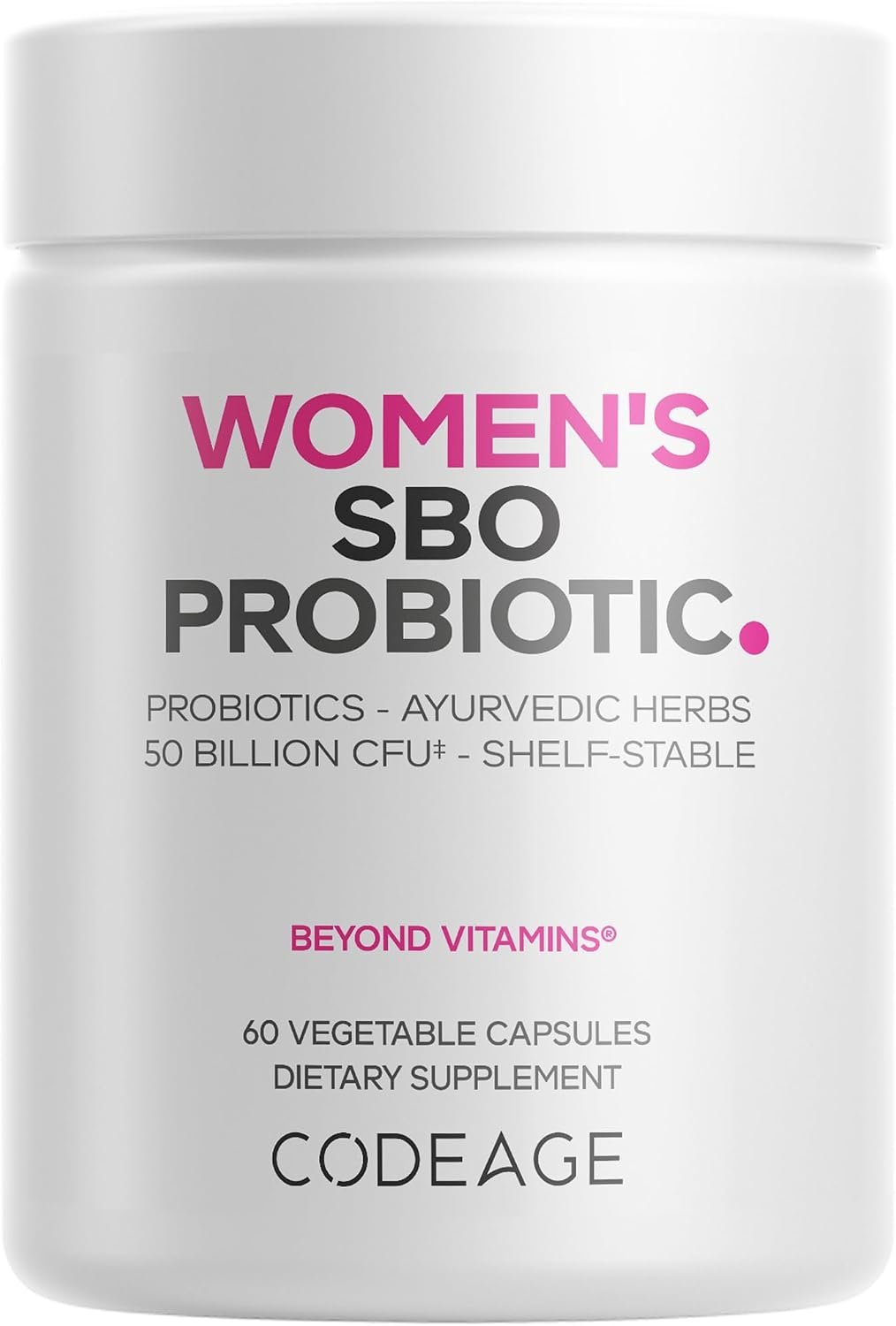 Codeage Women’s Probiotics Supplement – 50 Billion CFUs – SBO Probiotics & Prebiotics – Cranberries – Feminine Health – Fermented Botanical Blend, Whole Food Supplement – Vegan, Non-GMO – 60 Capsules