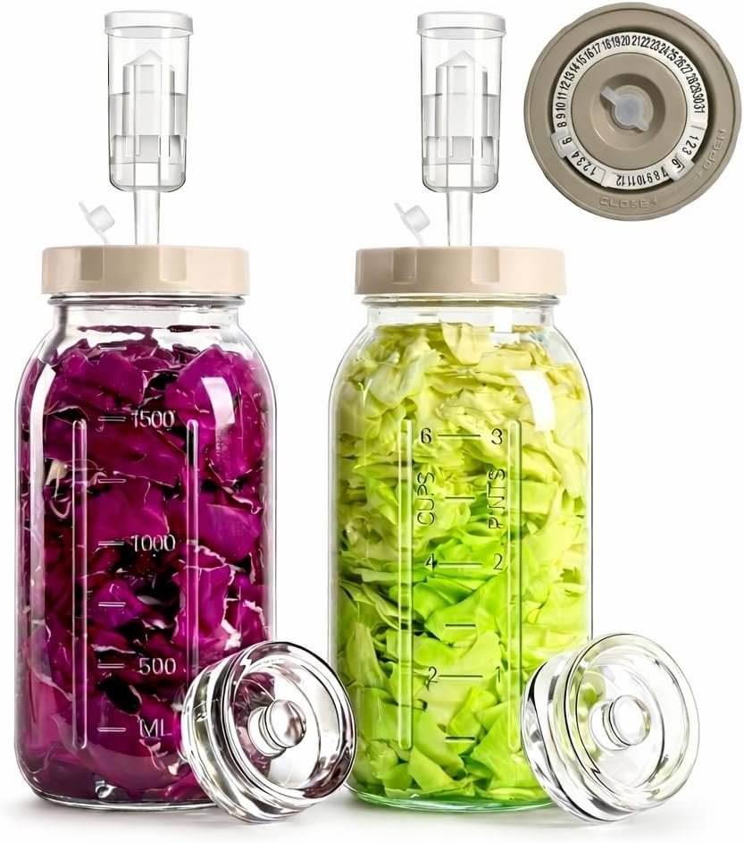 64oz/2L Glass Fermentation Jar (2 Pack Jars Included）