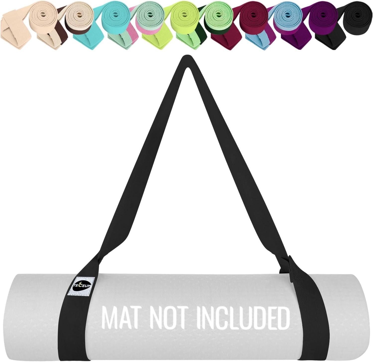 TECEUM Yoga Mat Strap – Extra Soft & Thick Cotton Carrier for All Mats