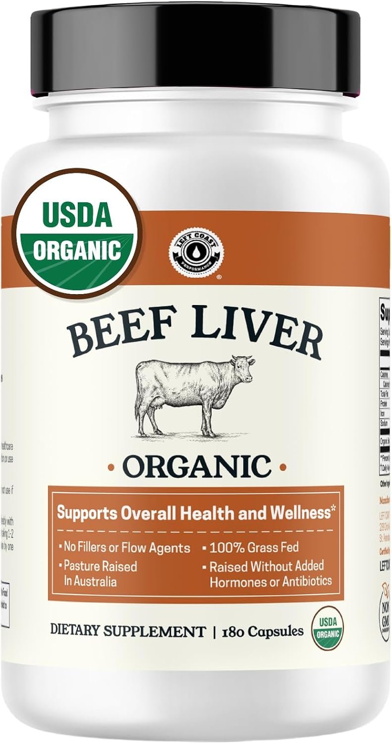Organic Beef Liver Capsules, Grass Fed & Pasture Raised, 180 Capsules
