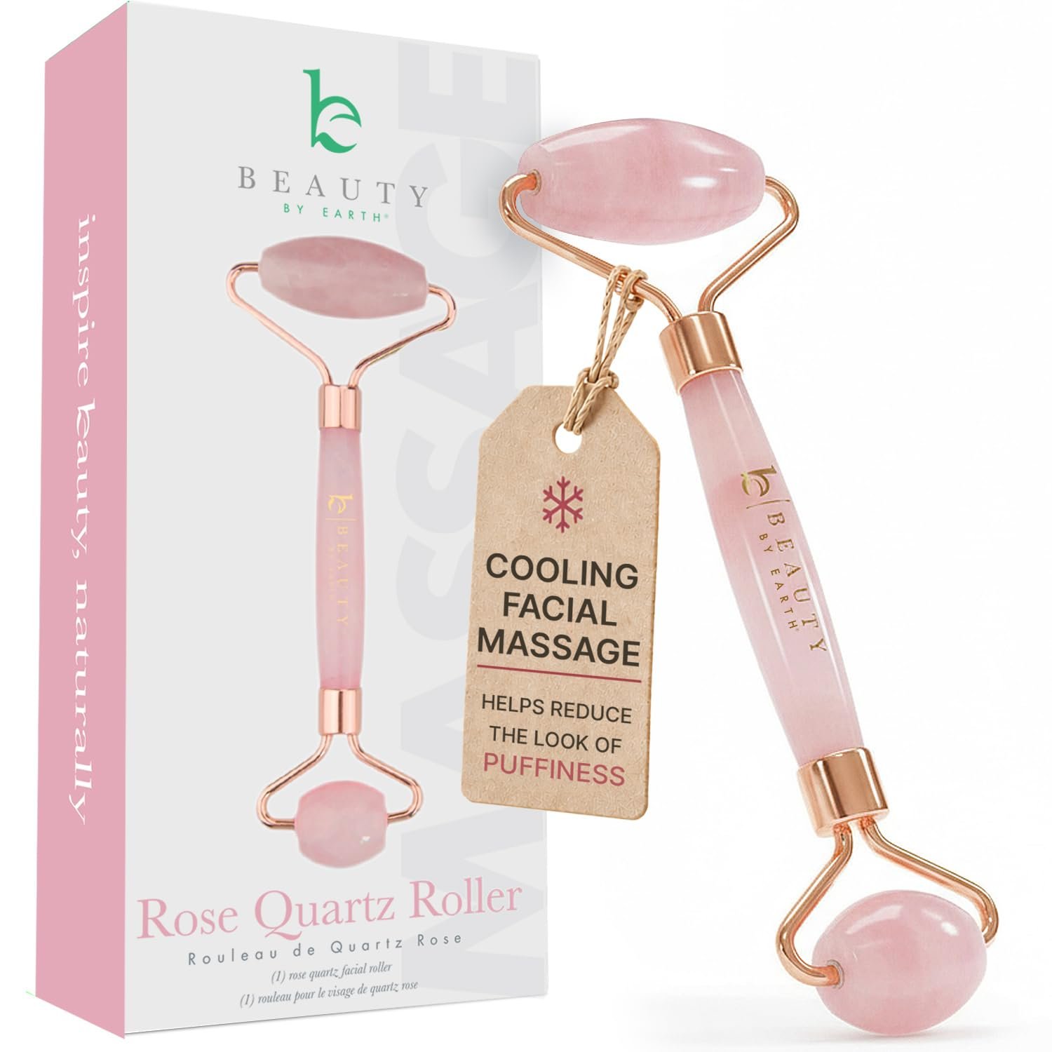Rose Quartz Face Roller – Depuffs & Smoothes Fine Lines and Wrinkles