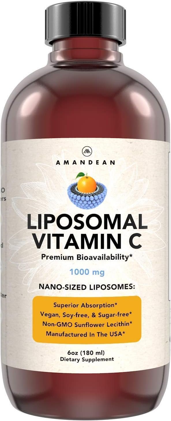 AMANDEAN Liposomal Vitamin C 1000mg, Liquid, Quali-C, Vegan, Non-GMO