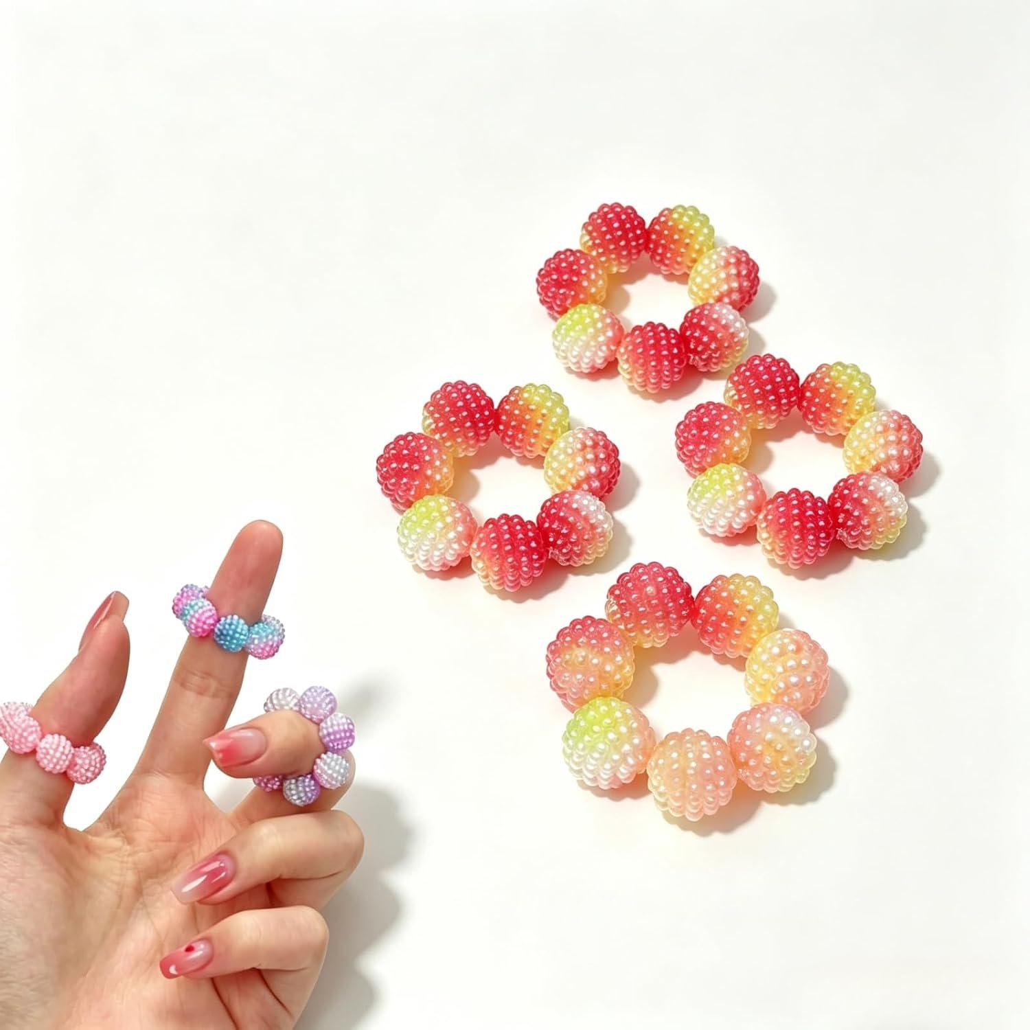 Colored Gradient Spiky Bead Fidget Ring, Sensory Acupressure Finger Rings for Adults, Anxiety Relief Finger Massager, Stress Reducer for Office Workers, Christmas Gift （Gradient Red Green）