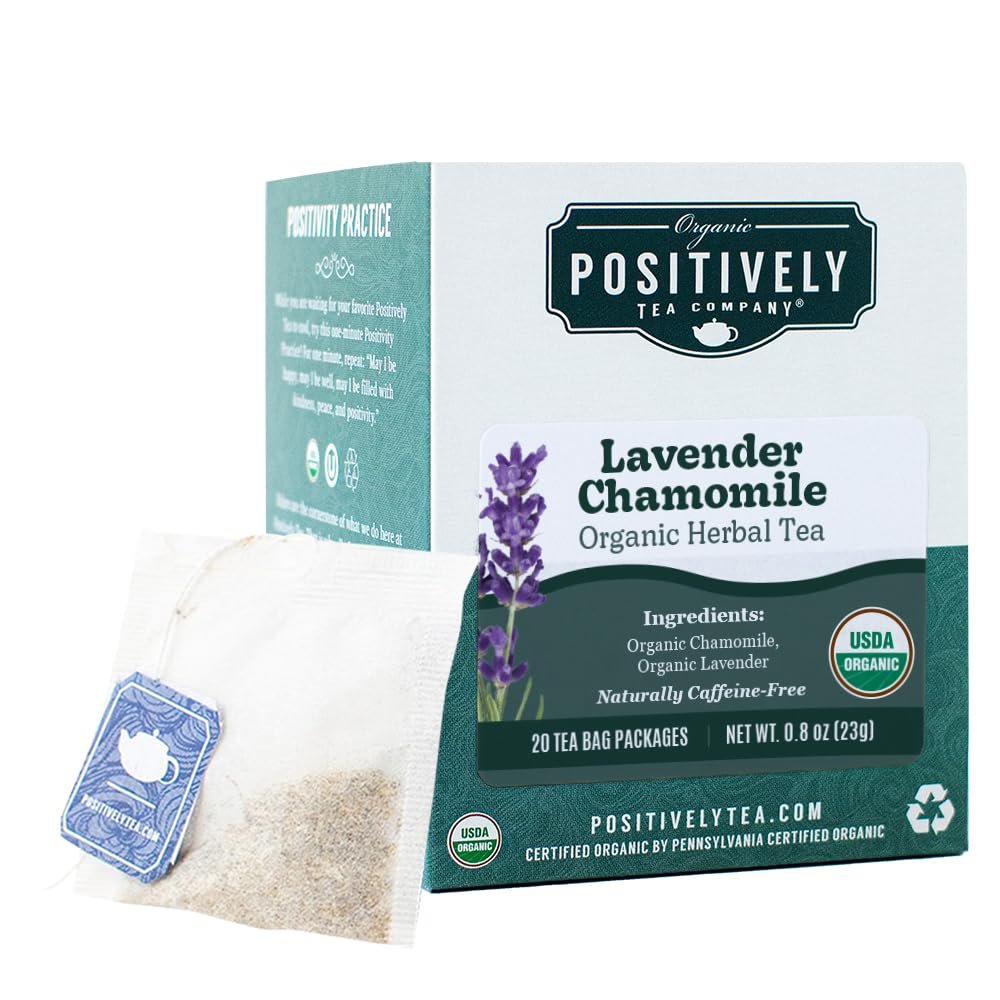 Positively Tea, Organic Lavender Chamomile, Herbal Tea Bags, 20 Count