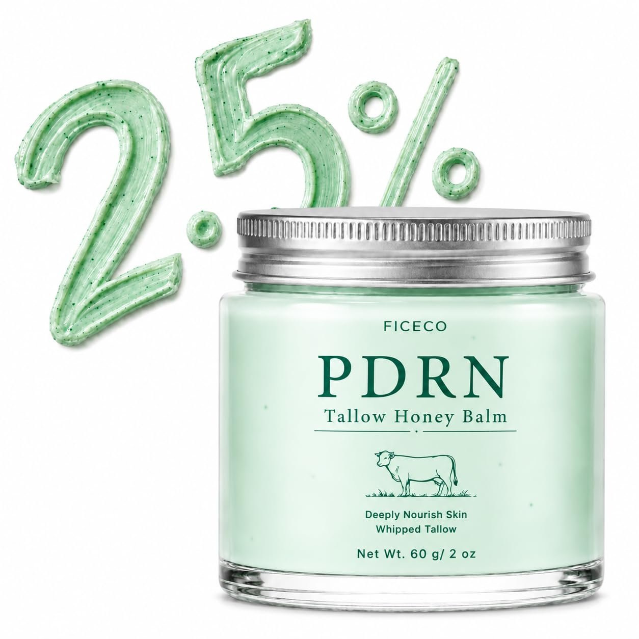 PDRN Beef Tallow Balm for Face, Grass-Fed Whipped Tallow Moisturizer, 2 OZ