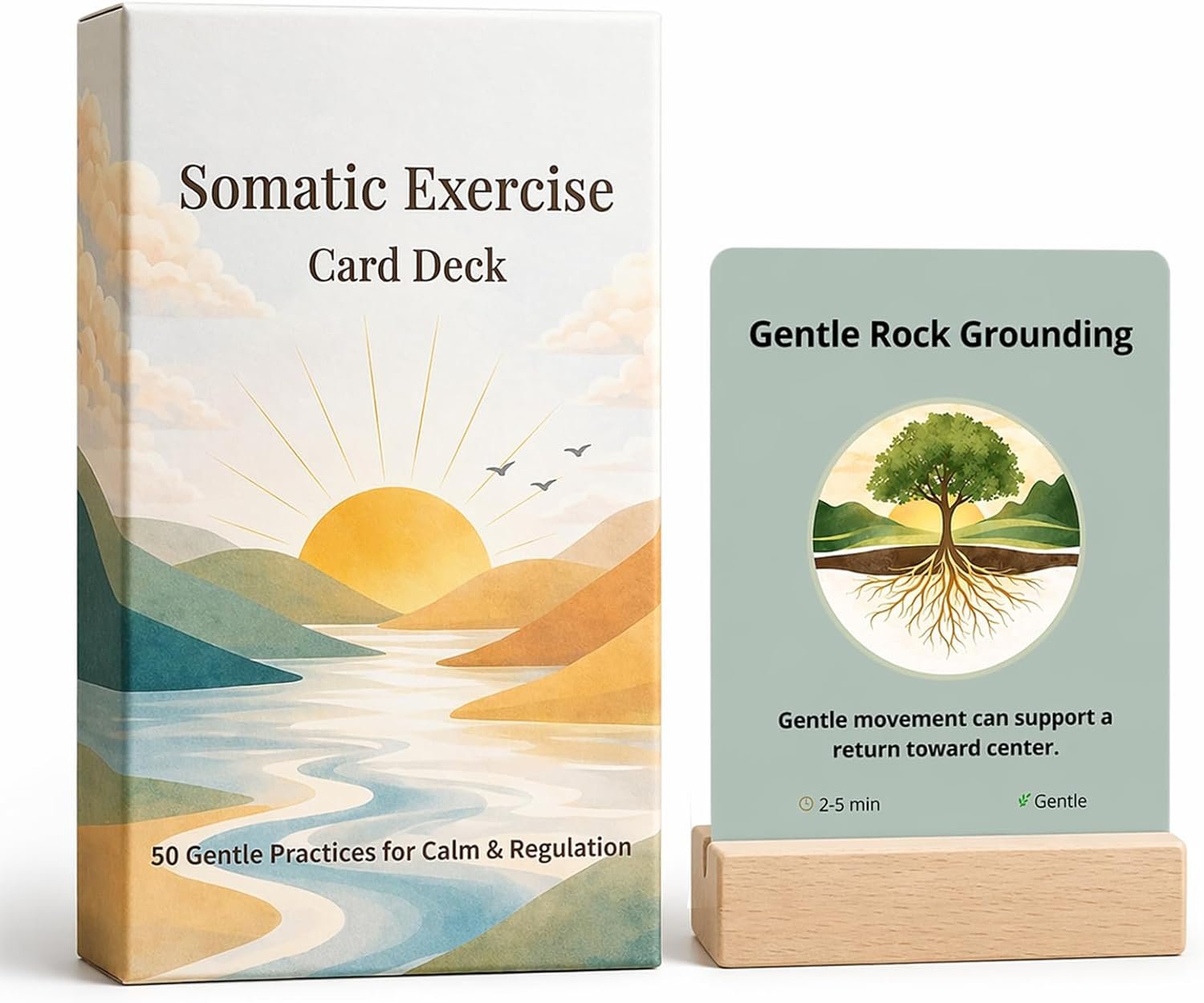 Somatic Therapy Cards – Nervous System Regulation Tools Gentle Practices for Calm and Balance, Grounding, Breathwork, Mindfulness, Gentle Movement