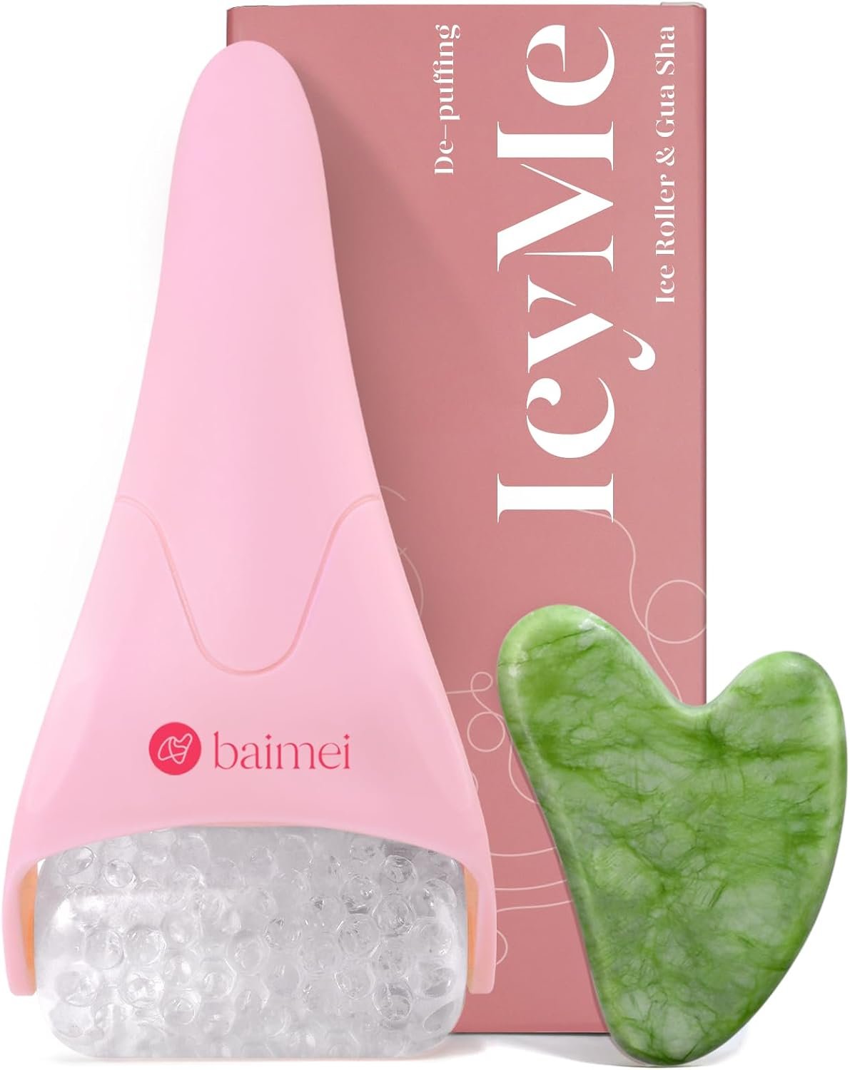 BAIMEI IcyMe Ice Roller for Face & Gua Sha Set, Depuff & Migraine Relief