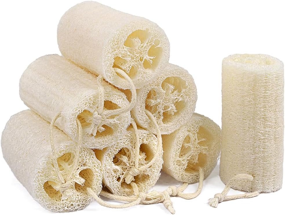 7 Pack Natural Loofah Sponge Exfoliating Body Scrubber 5 Inch