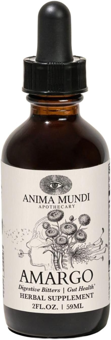 Anima Mundi Apothecary Amargo Digestive Bitters – Herbal Digestive Bitters Tonic for Cleansing – Liquid Liver Cleanse and Detox Drops with Organic Ingredients (2oz / 60ml)