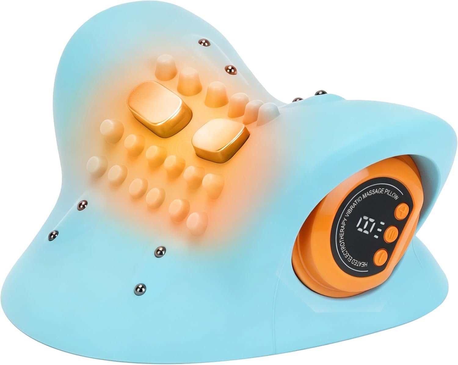 Neck Massager with Heat,3-in-1 EMS Pulse/Vibration/Heating with Remote Control,Electric Cervical Neck Traction Pillows for Pain Relief and Muscle Relaxation Gifts for Women Men(Blue)