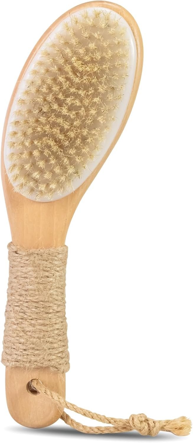 9.8″ Dry Brush for Body with Anti-Slip Handle,Wet&Dry Brushing Body Brush for Body,Natural Bristles,Back Scrubber Bath Tool for Men&Women