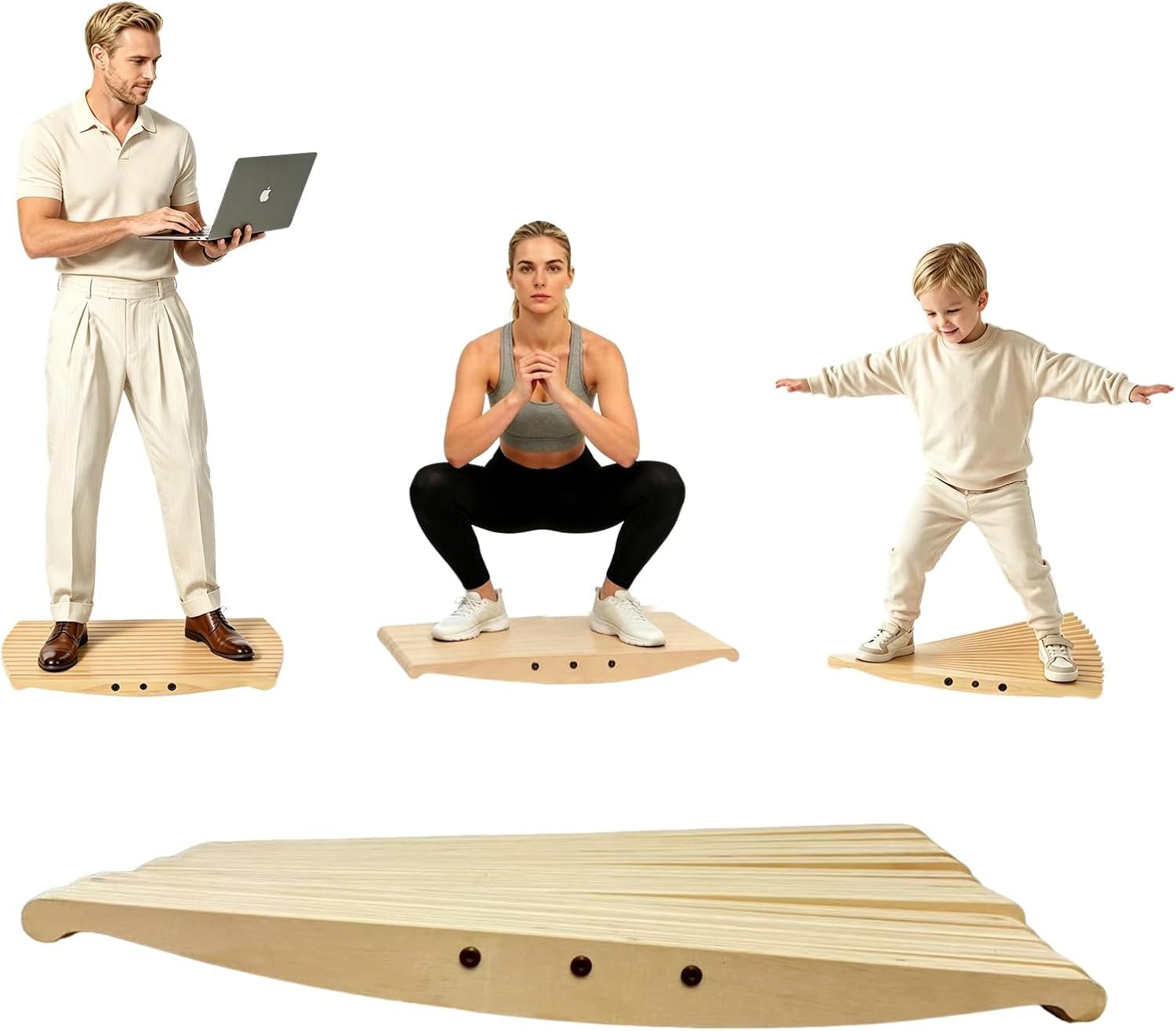 Wooden Balance Board for Standing Desk, 360° Wobble Board Anti-Fatigue Rocker with Anti-Slip Surface, 440 lbs Capacity, Core Strength Trainer, Foot Stretcher, Physical Therapy, Plantar Fasciitis Relief